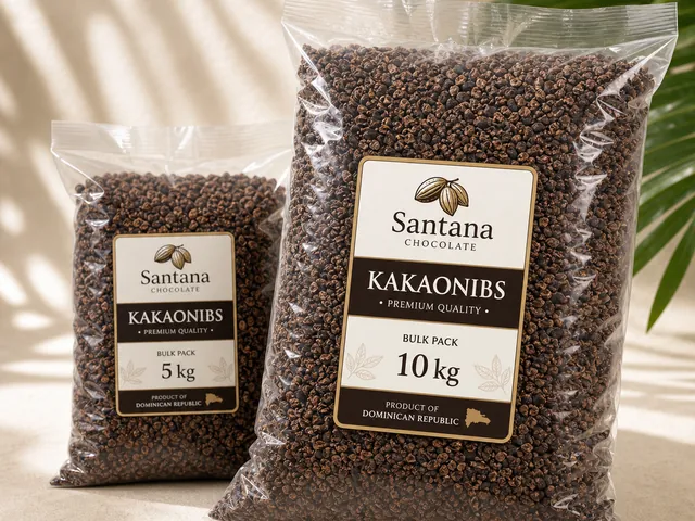 Santana Chocolate cacao nibs 10 kg bulk pack from the Dominican Republic